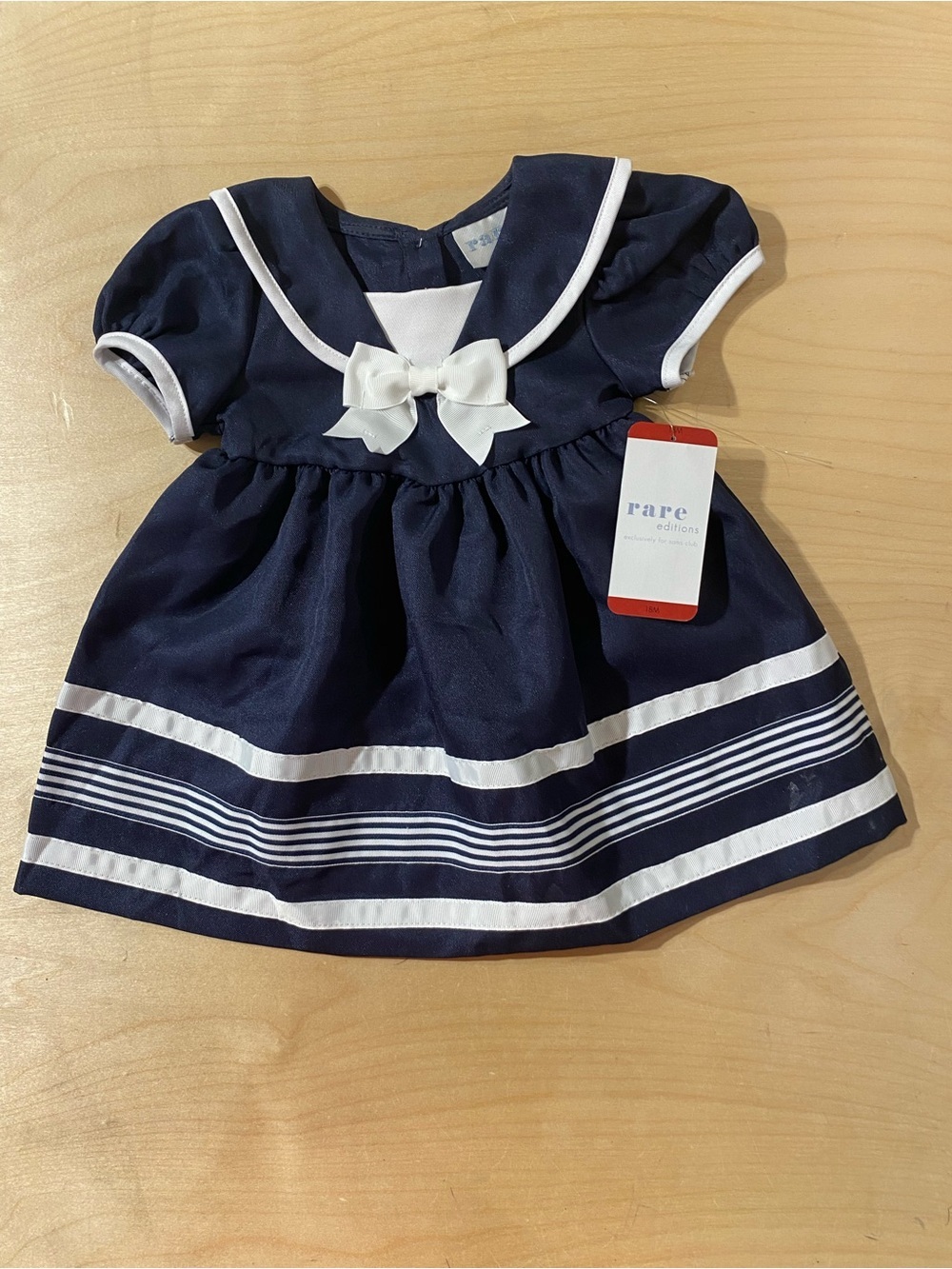 Rare Editions Navy and White Sailor Dress with Bow 18 Months (RY)